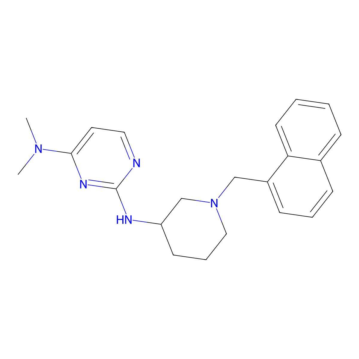 N4,N4-dimethyl-N2-{1-[(naphthalen-1-yl)methyl]piperidin-3-yl}pyrimidine-2,4-diamine molecular structure, CAS 3054412-88-0