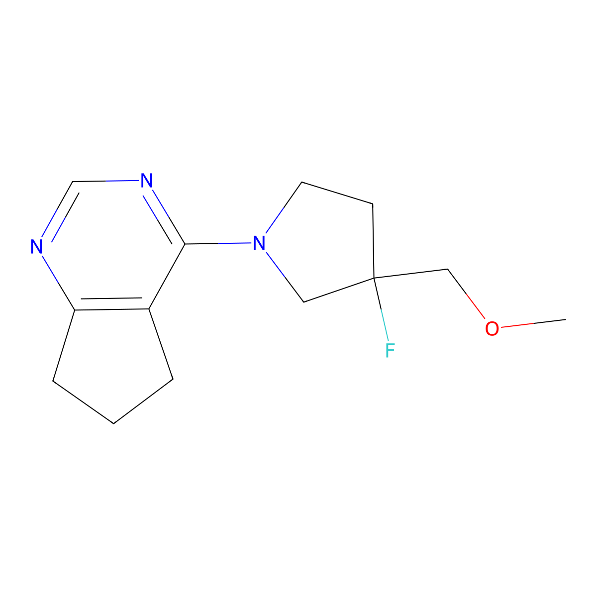 1-{5H,6H,7H-cyclopenta[d]pyrimidin-4-yl}-3-fluoro-3-(methoxymethyl)pyrrolidine molecular structure, CAS 3054412-95-9