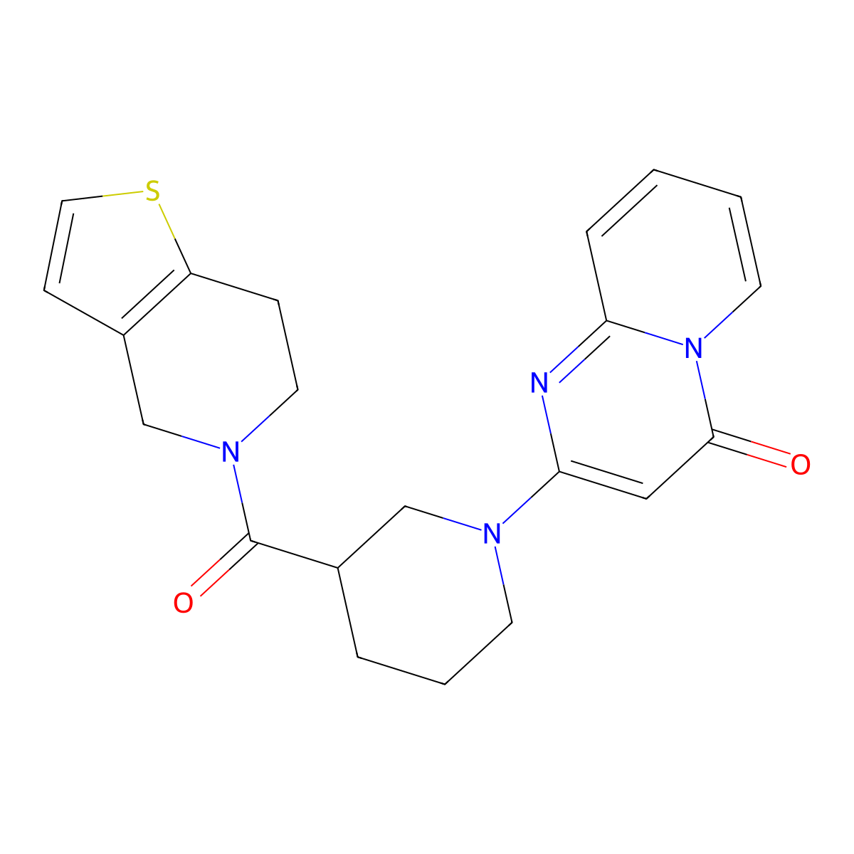 2-(3-{4H,5H,6H,7H-thieno[3,2-c]pyridine-5-carbonyl}piperidin-1-yl)-4H-pyrido[1,2-a]pyrimidin-4-one molecular structure, CAS 3054413-40-7