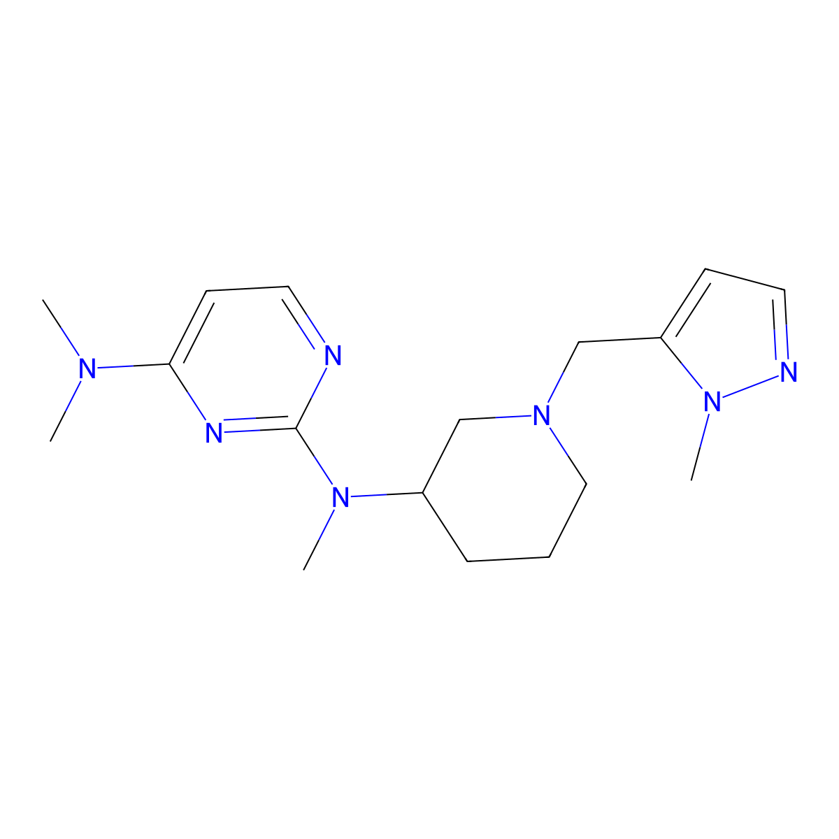 N2,N4,N4-trimethyl-N2-{1-[(1-methyl-1H-pyrazol-5-yl)methyl]piperidin-3-yl}pyrimidine-2,4-diamine molecular structure, CAS 3054413-42-9