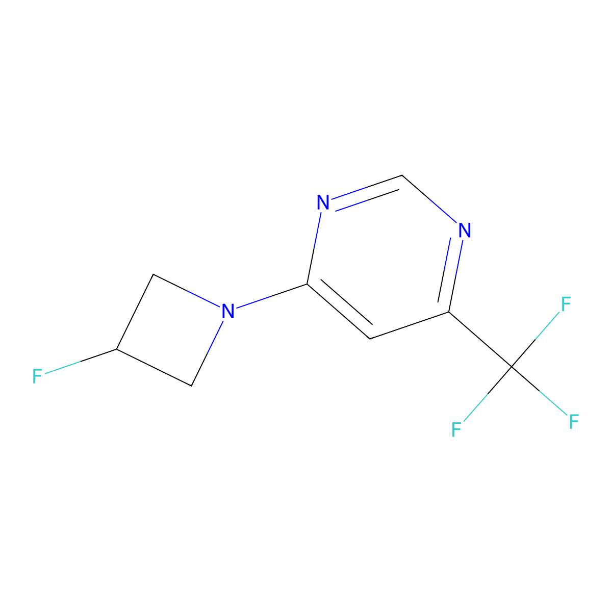 4-(3-Fluoroazetidin-1-yl)-6-(trifluoromethyl)pyrimidine molecular structure, CAS 3054413-61-2