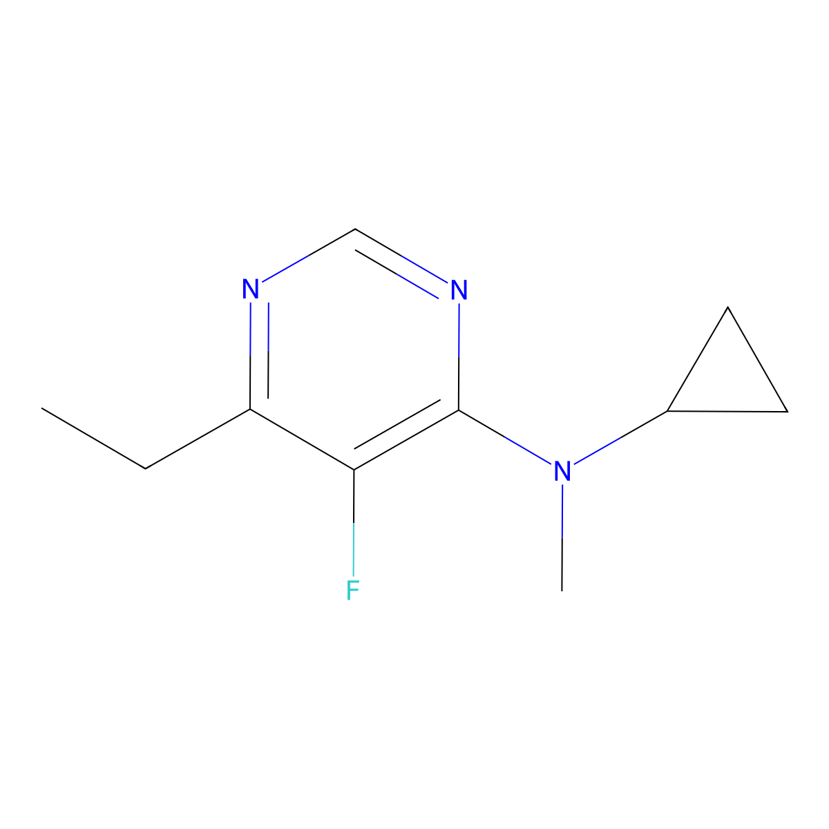 N-cyclopropyl-6-ethyl-5-fluoro-N-methylpyrimidin-4-amine molecular structure, CAS 3054413-66-7