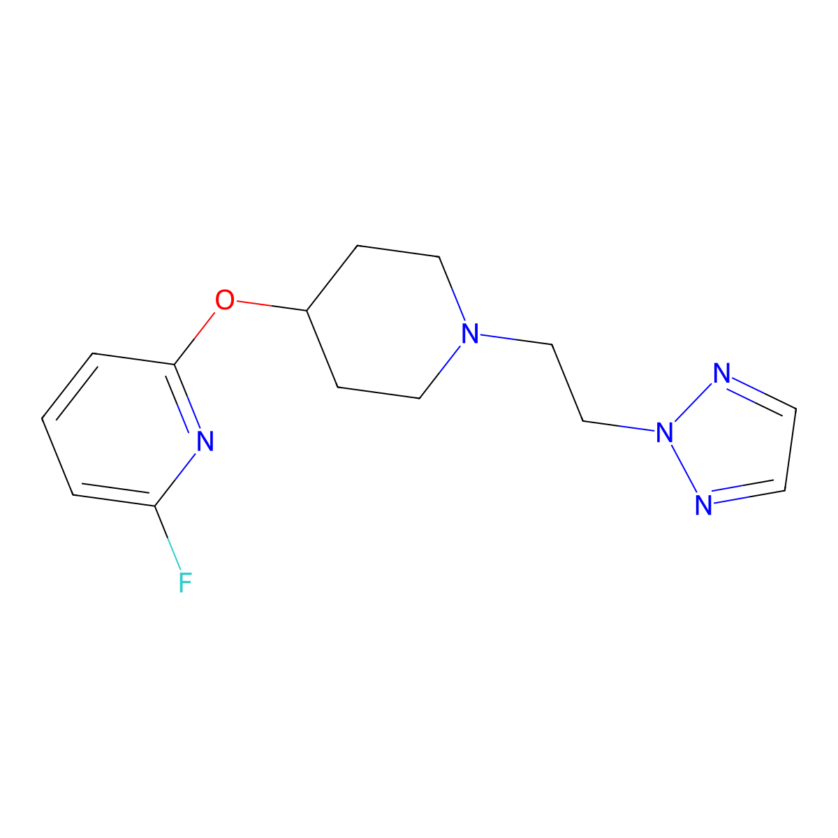 2-fluoro-6-({1-[2-(2H-1,2,3-triazol-2-yl)ethyl]piperidin-4-yl}oxy)pyridine molecular structure, CAS 3054413-72-5
