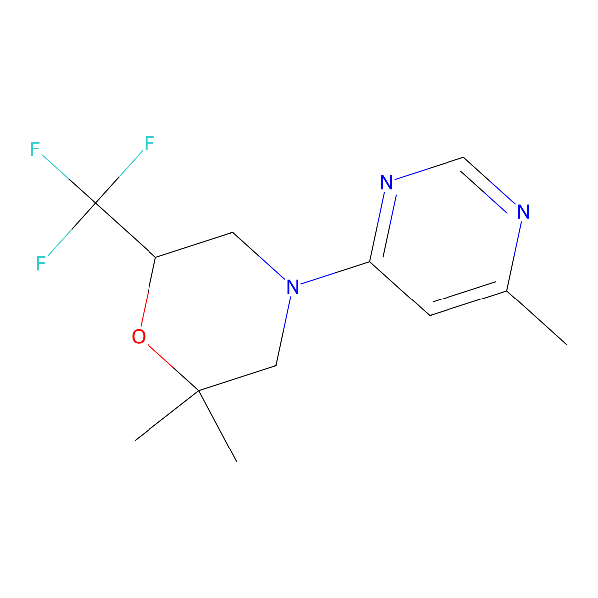 2,2-Dimethyl-4-(6-methylpyrimidin-4-yl)-6-(trifluoromethyl)morpholine molecular structure, CAS 3054413-87-2