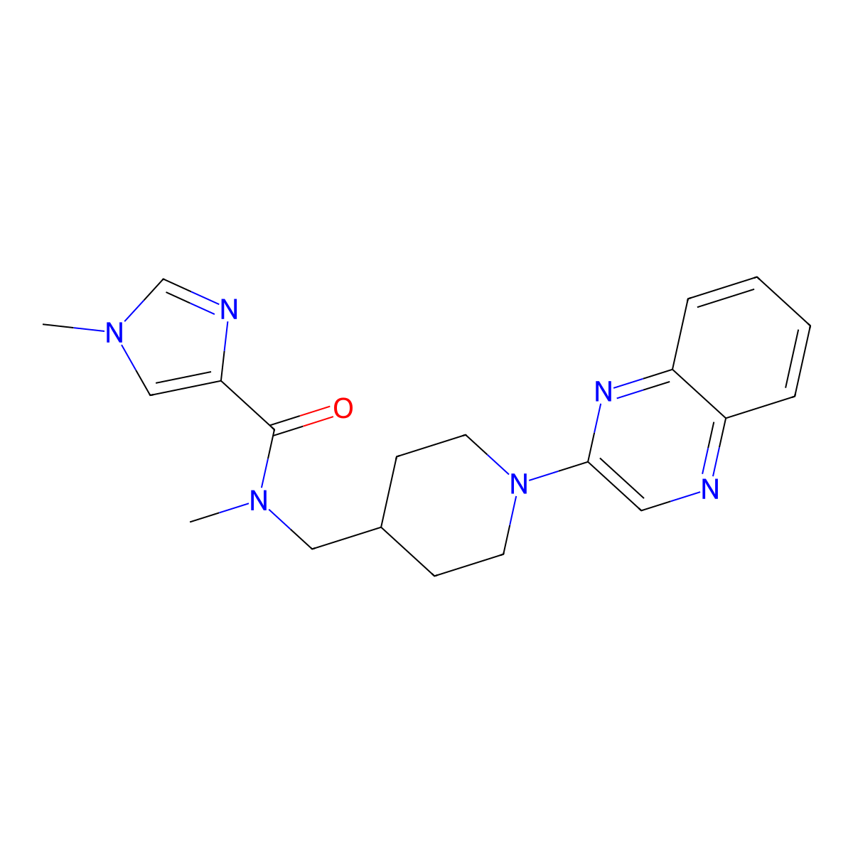N,1-dimethyl-N-{[1-(quinoxalin-2-yl)piperidin-4-yl]methyl}-1H-imidazole-4-carboxamide molecular structure, CAS 3054413-88-3