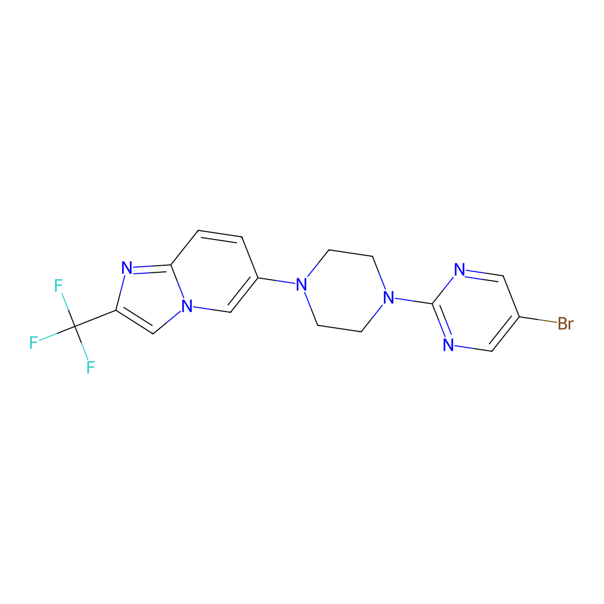 5-Bromo-2-{4-[2-(trifluoromethyl)imidazo[1,2-a]pyridin-6-yl]piperazin-1-yl}pyrimidine molecular structure, CAS 3054413-92-9