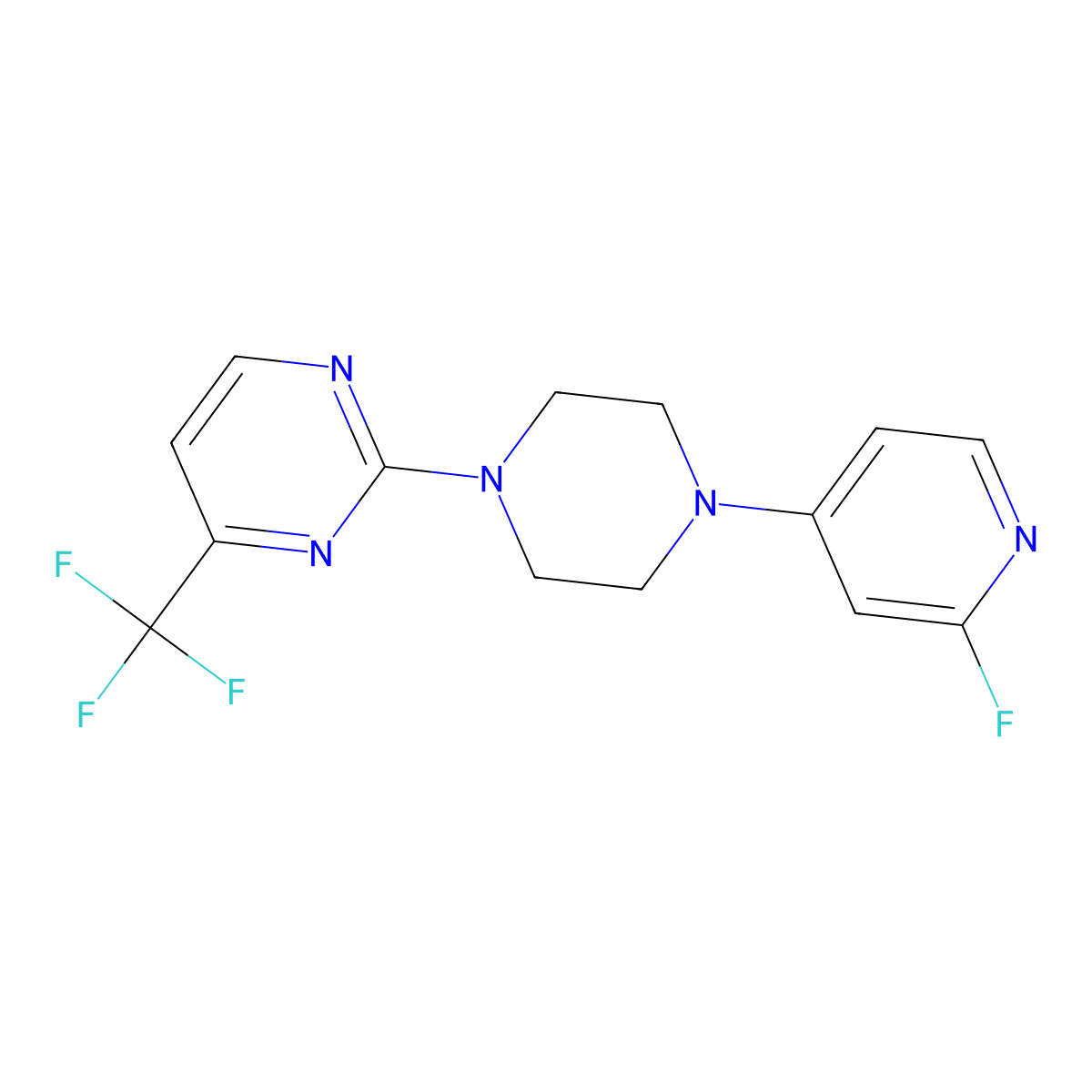 2-[4-(2-Fluoropyridin-4-yl)piperazin-1-yl]-4-(trifluoromethyl)pyrimidine molecular structure, CAS 3054413-93-0
