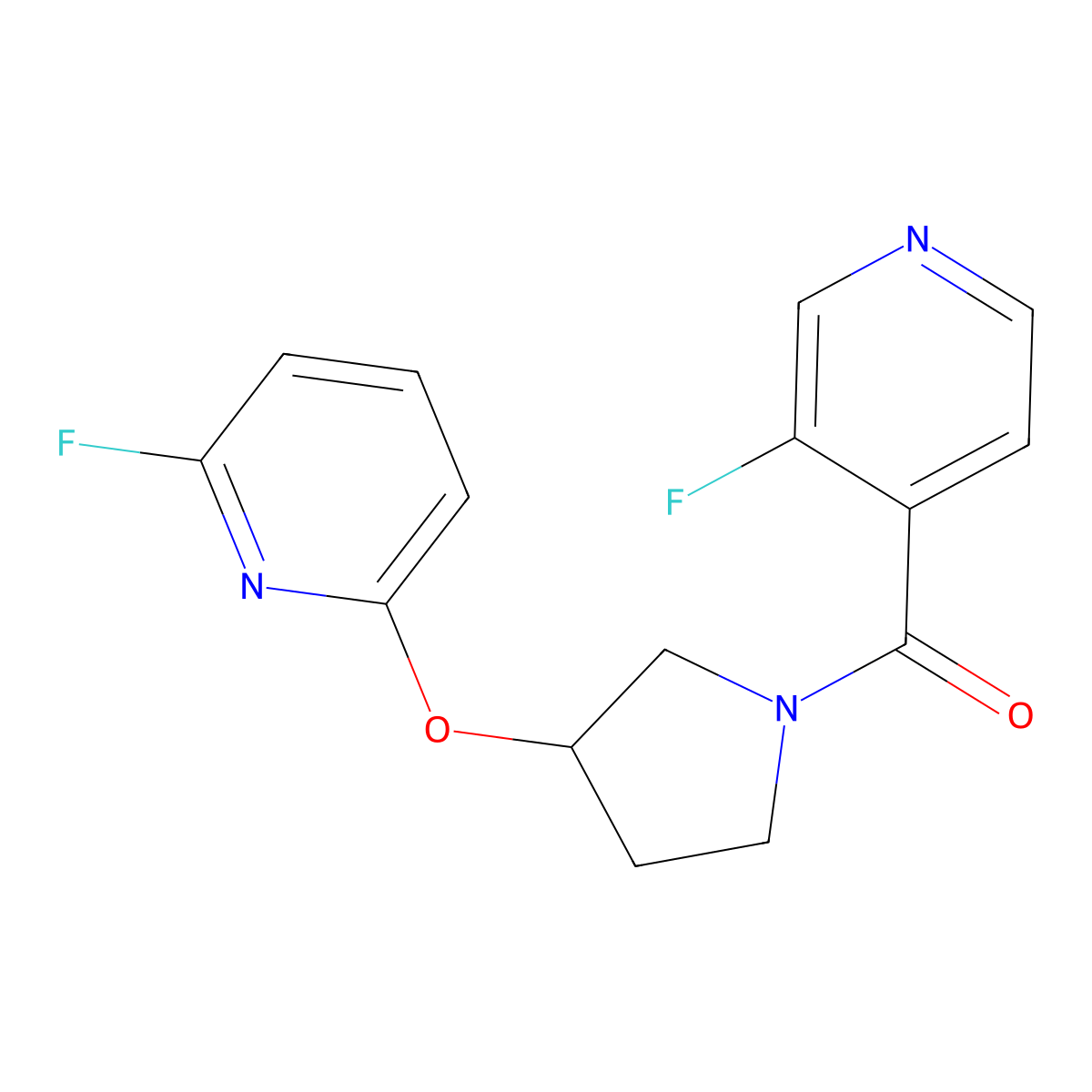 3-Fluoro-4-{3-[(6-fluoropyridin-2-yl)oxy]pyrrolidine-1-carbonyl}pyridine molecular structure, CAS 3054413-98-5