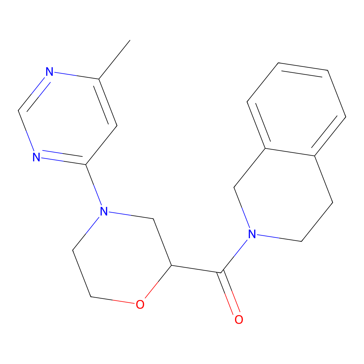 2-[4-(6-Methylpyrimidin-4-yl)morpholine-2-carbonyl]-1,2,3,4-tetrahydroisoquinoline molecular structure, CAS 3054414-07-9