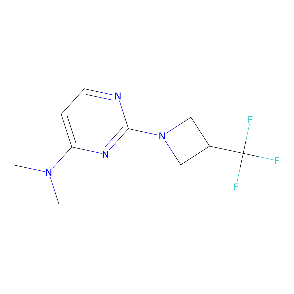 N,N-dimethyl-2-[3-(trifluoromethyl)azetidin-1-yl]pyrimidin-4-amine molecular structure, CAS 3054414-10-4
