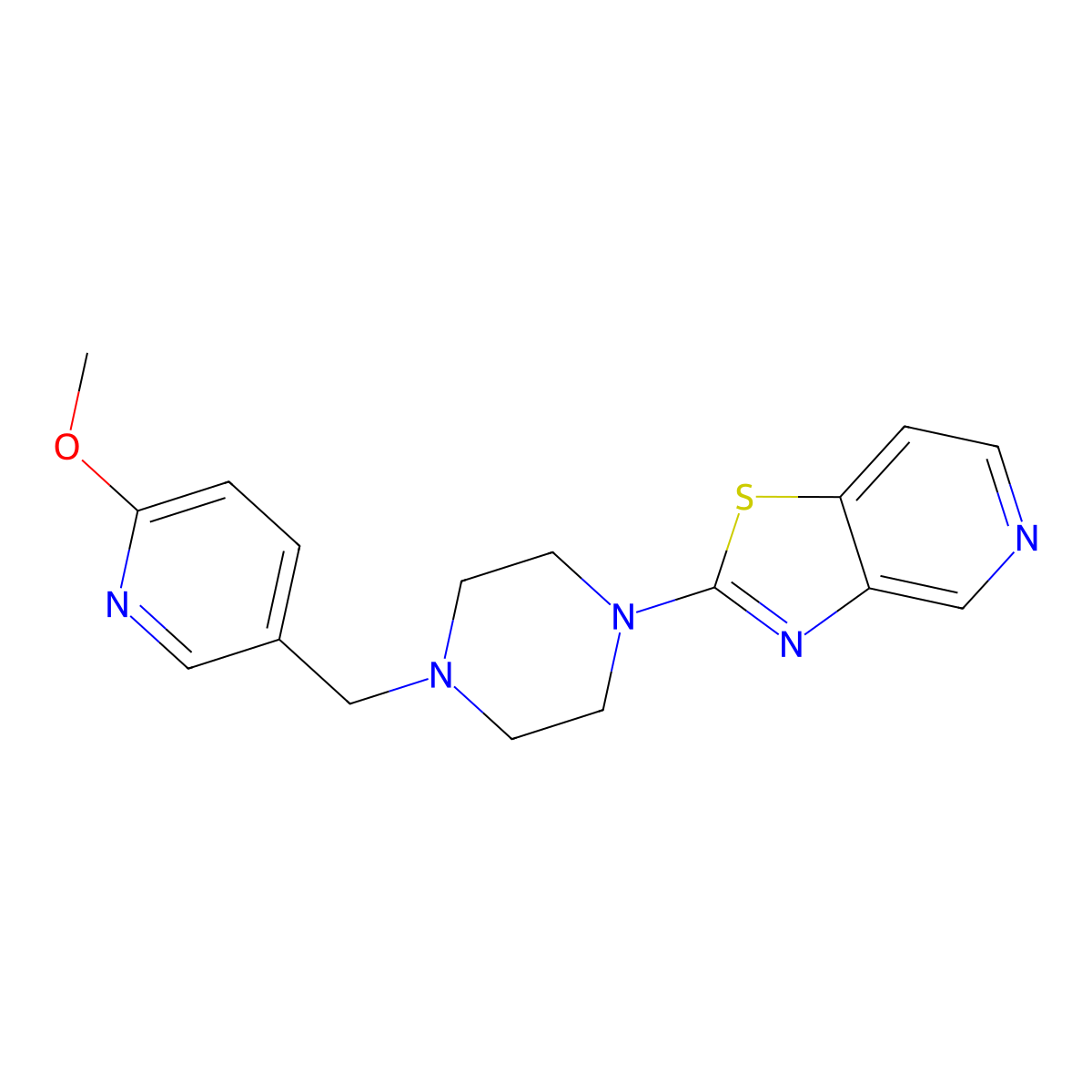 1-[(6-Methoxypyridin-3-yl)methyl]-4-{[1,3]thiazolo[4,5-c]pyridin-2-yl}piperazine molecular structure, CAS 3054414-14-8