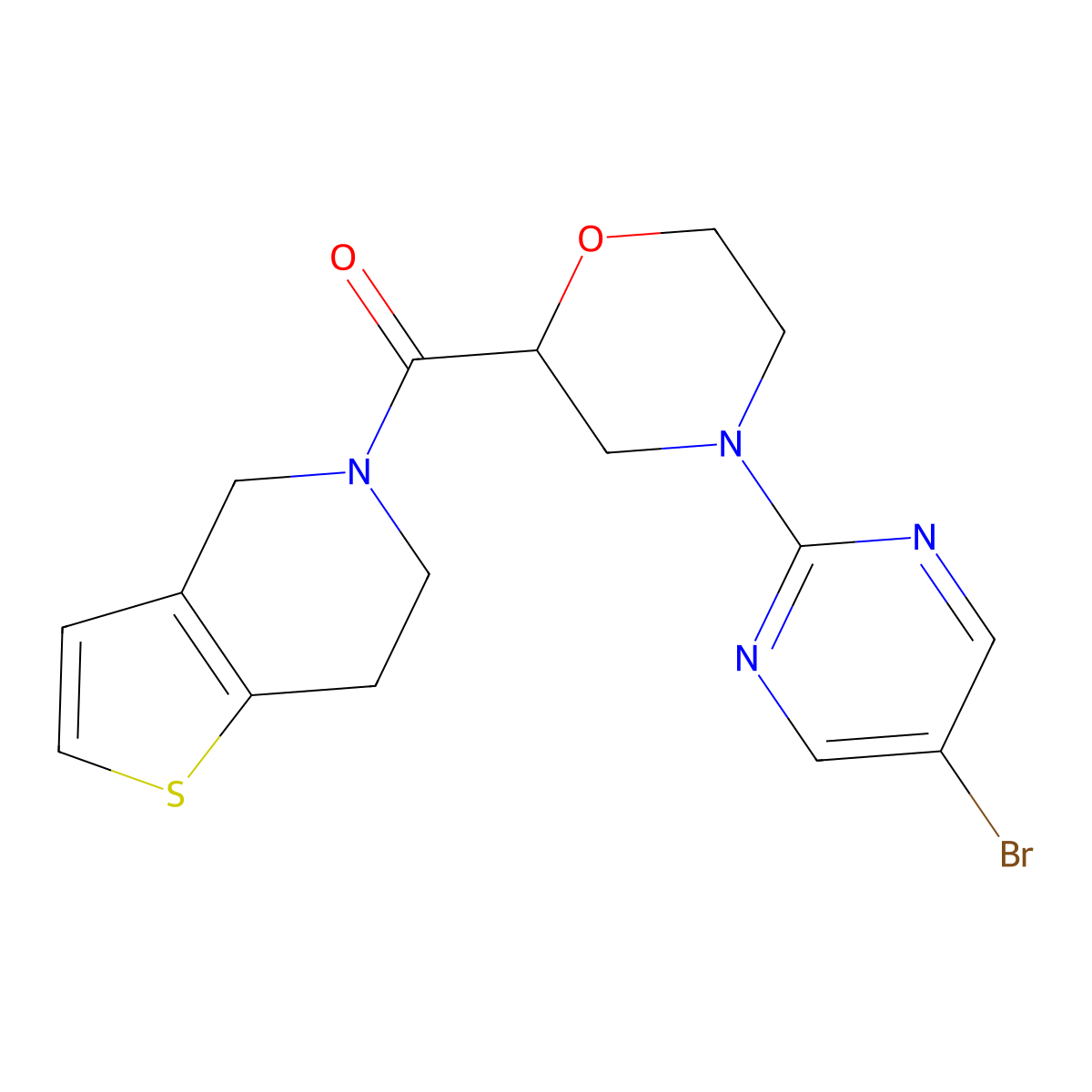[4-(5-bromopyrimidin-2-yl)morpholin-2-yl]-(6,7-dihydro-4H-thieno[3,2-c]pyridin-5-yl)methanone molecular structure, CAS 3054414-19-3