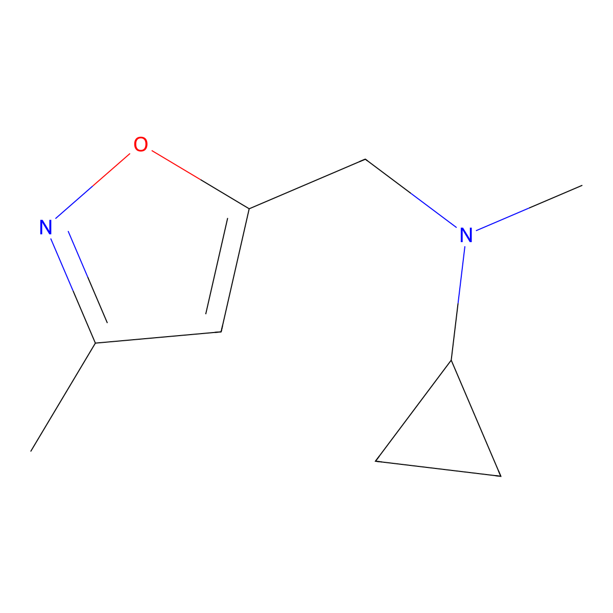 N-Methyl-N-((3-methylisoxazol-5-yl)methyl)cyclopropanamine molecular structure, CAS 3054414-30-8