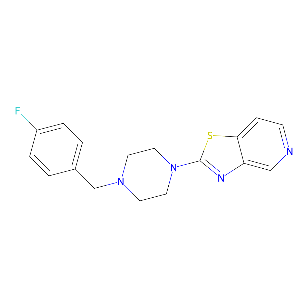 1-[(4-Fluorophenyl)methyl]-4-{[1,3]thiazolo[4,5-c]pyridin-2-yl}piperazine molecular structure, CAS 3054414-45-5