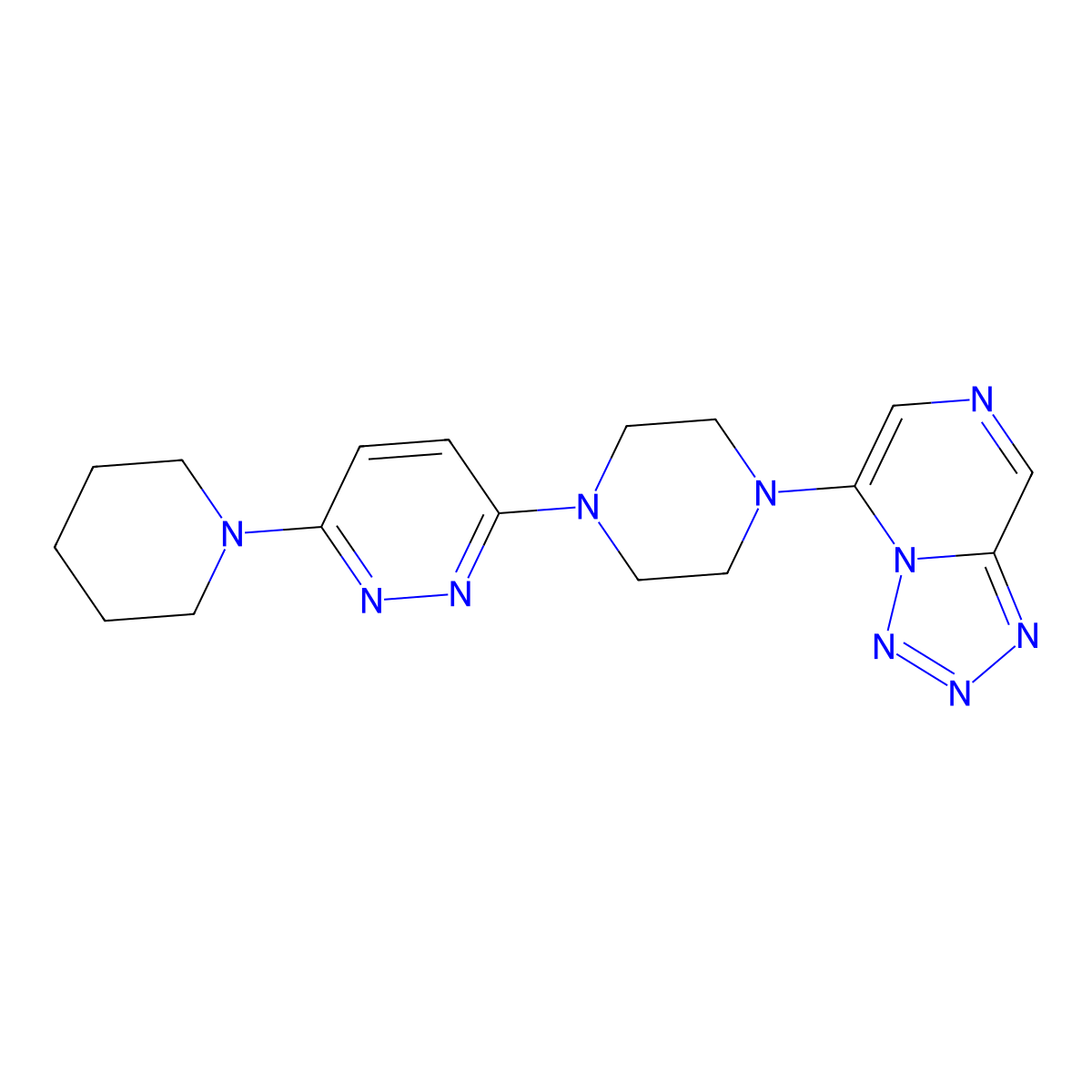 3-(Piperidin-1-yl)-6-(4-{[1,2,3,4]tetrazolo[1,5-a]pyrazin-5-yl}piperazin-1-yl)pyridazine molecular structure, CAS 3054414-48-8