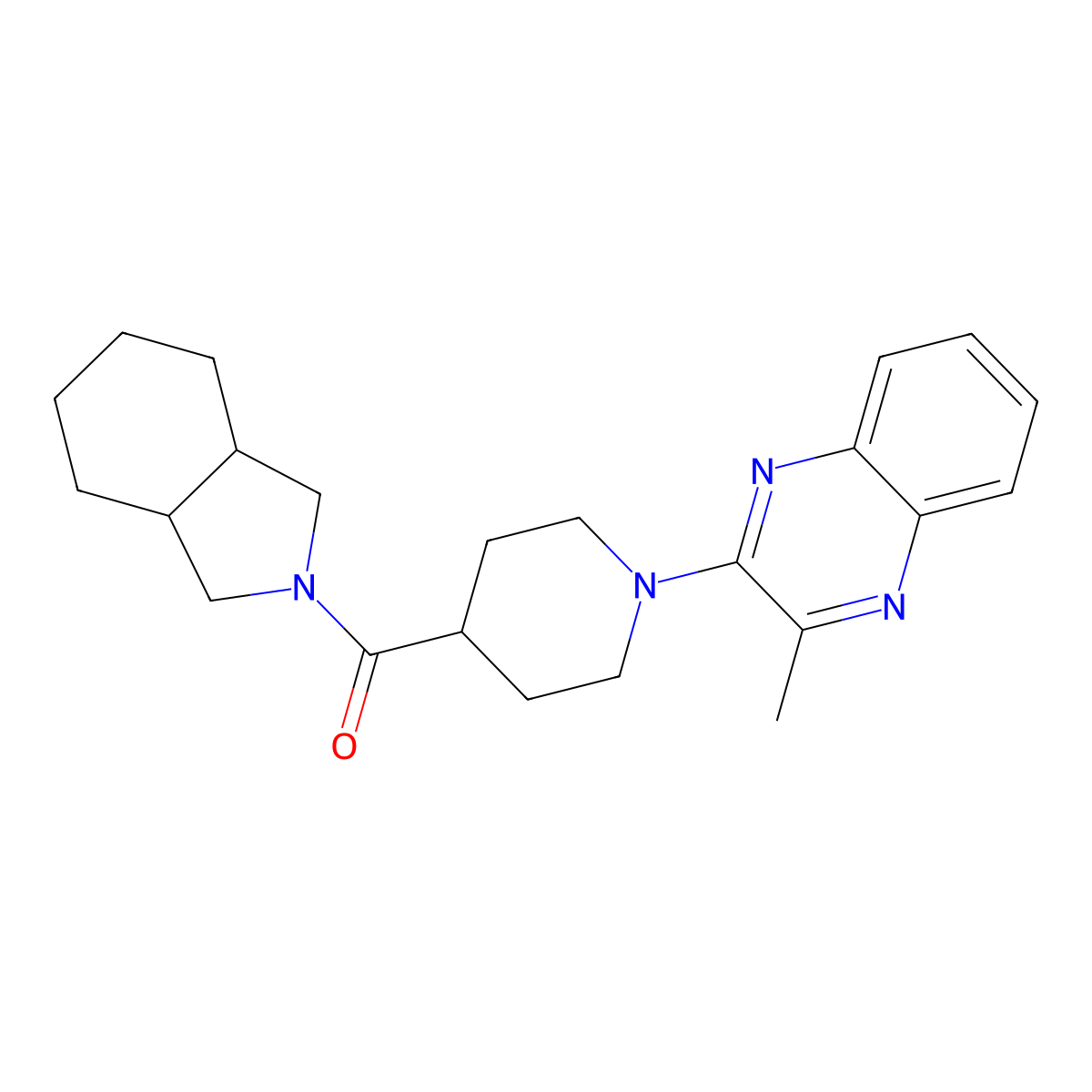 2-methyl-3-[4-(octahydro-1H-isoindole-2-carbonyl)piperidin-1-yl]quinoxaline molecular structure, CAS 3054414-49-9
