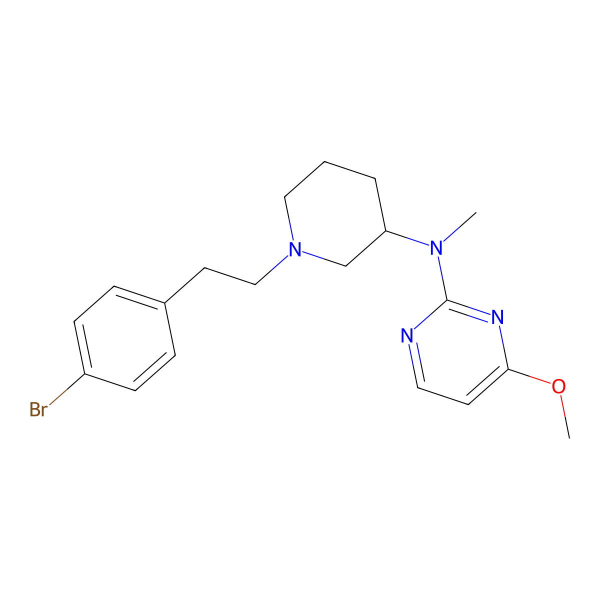 N-{1-[2-(4-bromophenyl)ethyl]piperidin-3-yl}-4-methoxypyrimidin-2-amine molecular structure, CAS 3054414-55-7