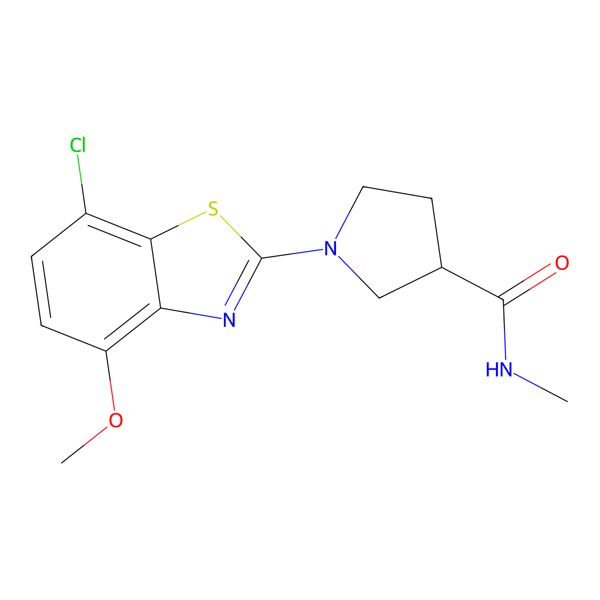 1-(7-chloro-4-methoxy-1,3-benzothiazol-2-yl)-N-methylpyrrolidine-3-carboxamide molecular structure, CAS 3054414-57-9