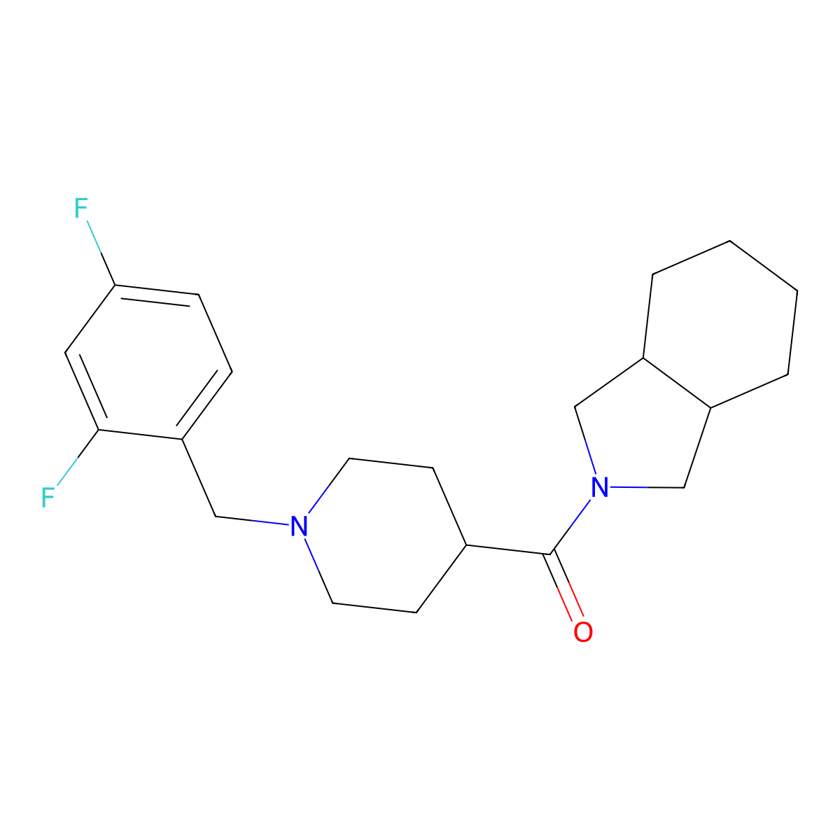 1,3,3a,4,5,6,7,7a-Octahydroisoindol-2-yl-[1-[(2,4-difluorophenyl)methyl]piperidin-4-yl]methanone molecular structure, CAS 3054415-18-5