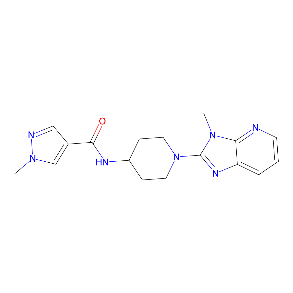 1-methyl-N-(1-{3-methyl-3H-imidazo[4,5-b]pyridin-2-yl}piperidin-4-yl)-1H-pyrazole-4-carboxamide molecular structure, CAS 3054415-20-9