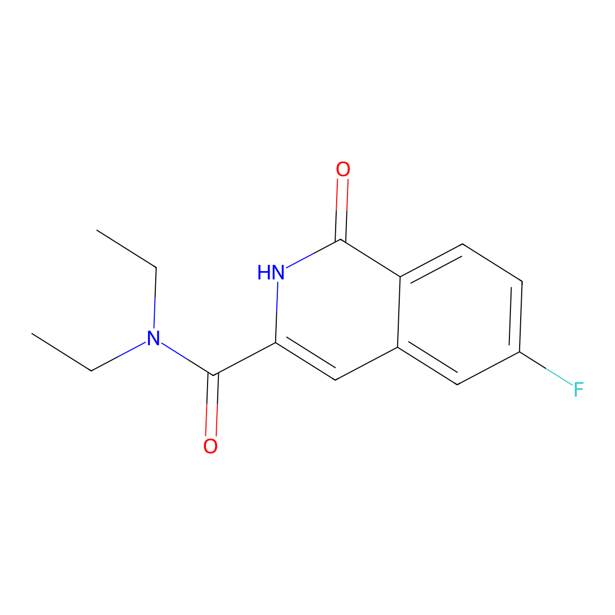N,N-diethyl-6-fluoro-1-oxo-1,2-dihydroisoquinoline-3-carboxamide molecular structure, CAS 3054415-21-0