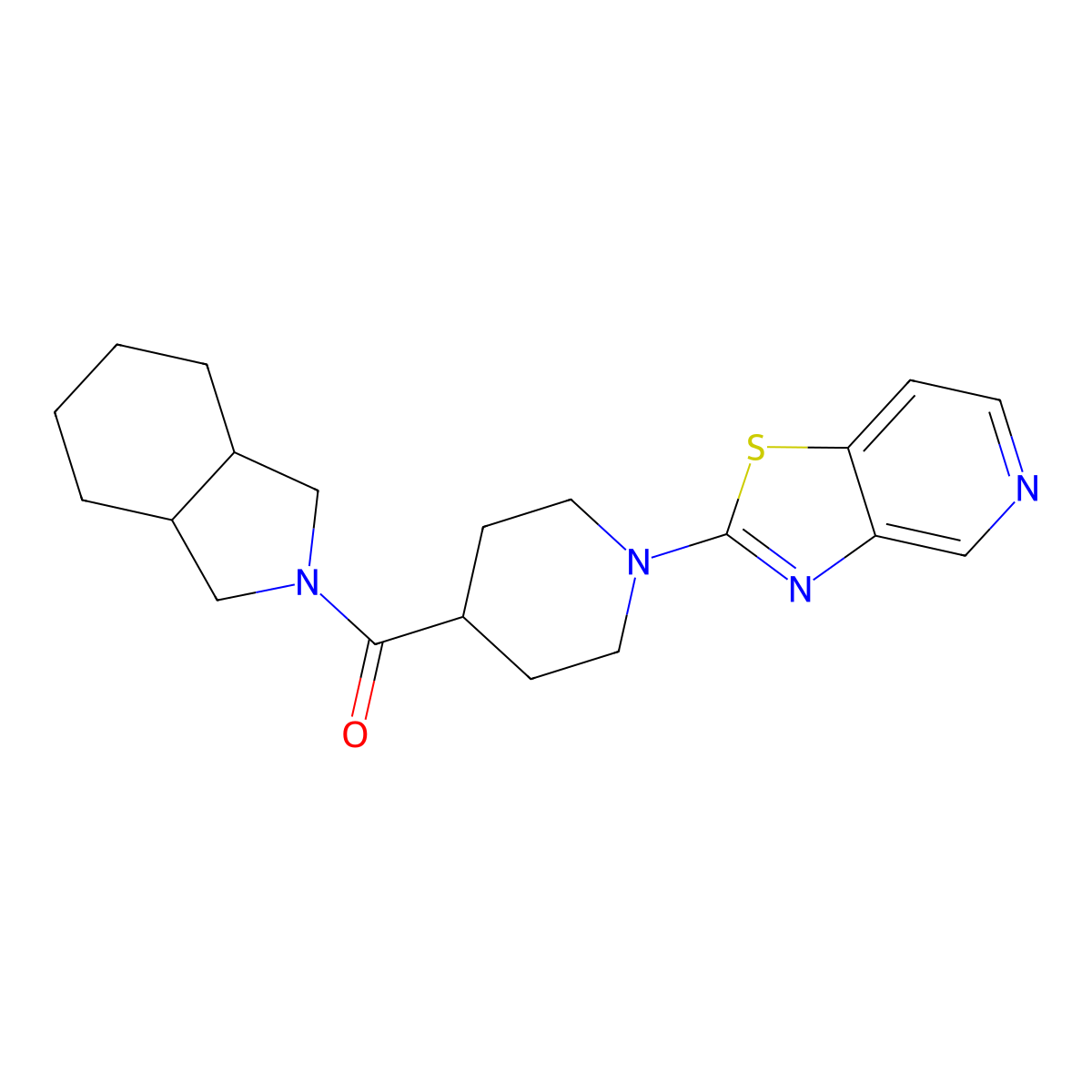 2-(1-{[1,3]thiazolo[4,5-c]pyridin-2-yl}piperidine-4-carbonyl)-octahydro-1H-isoindole molecular structure, CAS 3054415-22-1