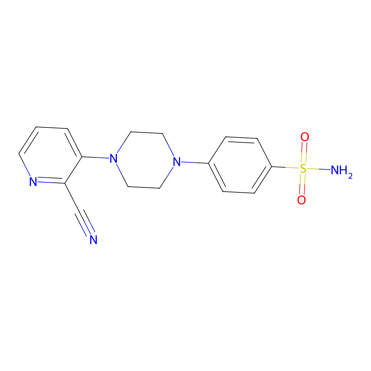 4-[4-(2-Cyanopyridin-3-yl)piperazin-1-yl]benzene-1-sulfonamide molecular structure, CAS 3054415-23-2