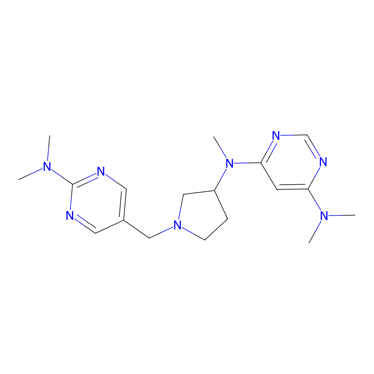 N4-(1-{[2-(dimethylamino)pyrimidin-5-yl]methyl}pyrrolidin-3-yl)-N4,N6,N6-trimethylpyrimidine-4,6-diamine molecular structure, CAS 3054415-26-5