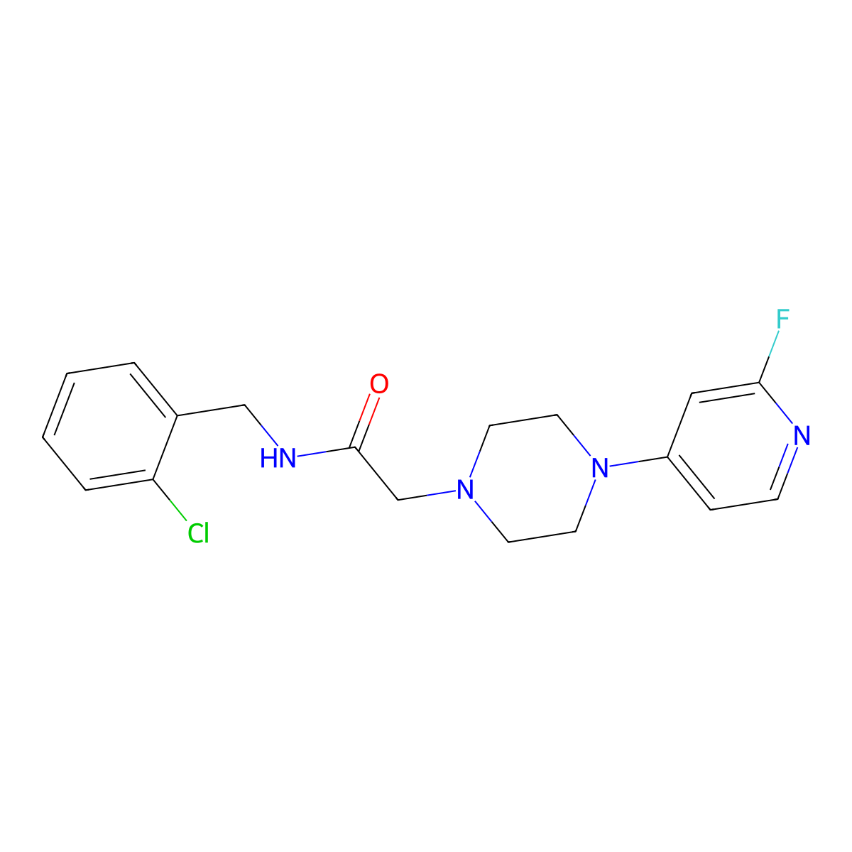 N-[(2-chlorophenyl)methyl]-2-[4-(2-fluoropyridin-4-yl)piperazin-1-yl]acetamide molecular structure, CAS 3054415-27-6