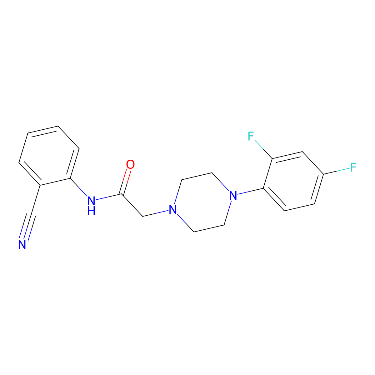 N-(2-cyanophenyl)-2-[4-(2,4-difluorophenyl)piperazin-1-yl]acetamide molecular structure, CAS 3054415-32-3