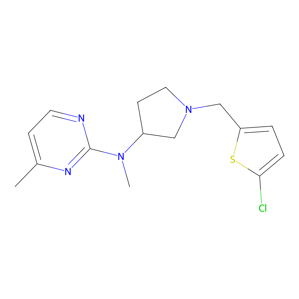 N-{1-[(5-chlorothiophen-2-yl)methyl]pyrrolidin-3-yl}-N,4-dimethylpyrimidin-2-amine molecular structure, CAS 3054415-42-5
