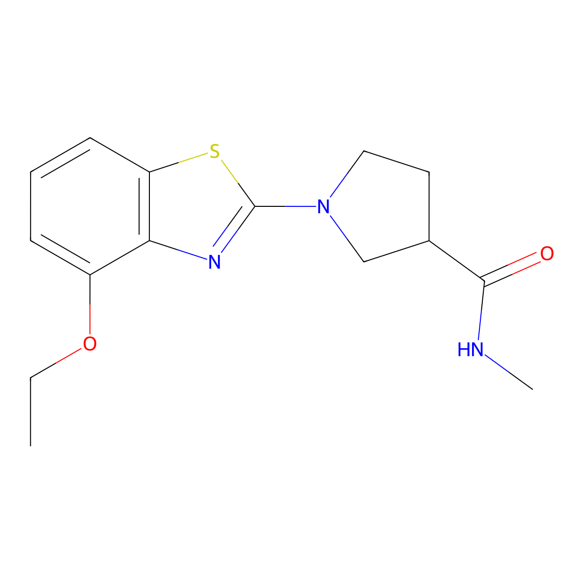 1-(4-ethoxy-1,3-benzothiazol-2-yl)-N-methylpyrrolidine-3-carboxamide molecular structure, CAS 3054415-43-6
