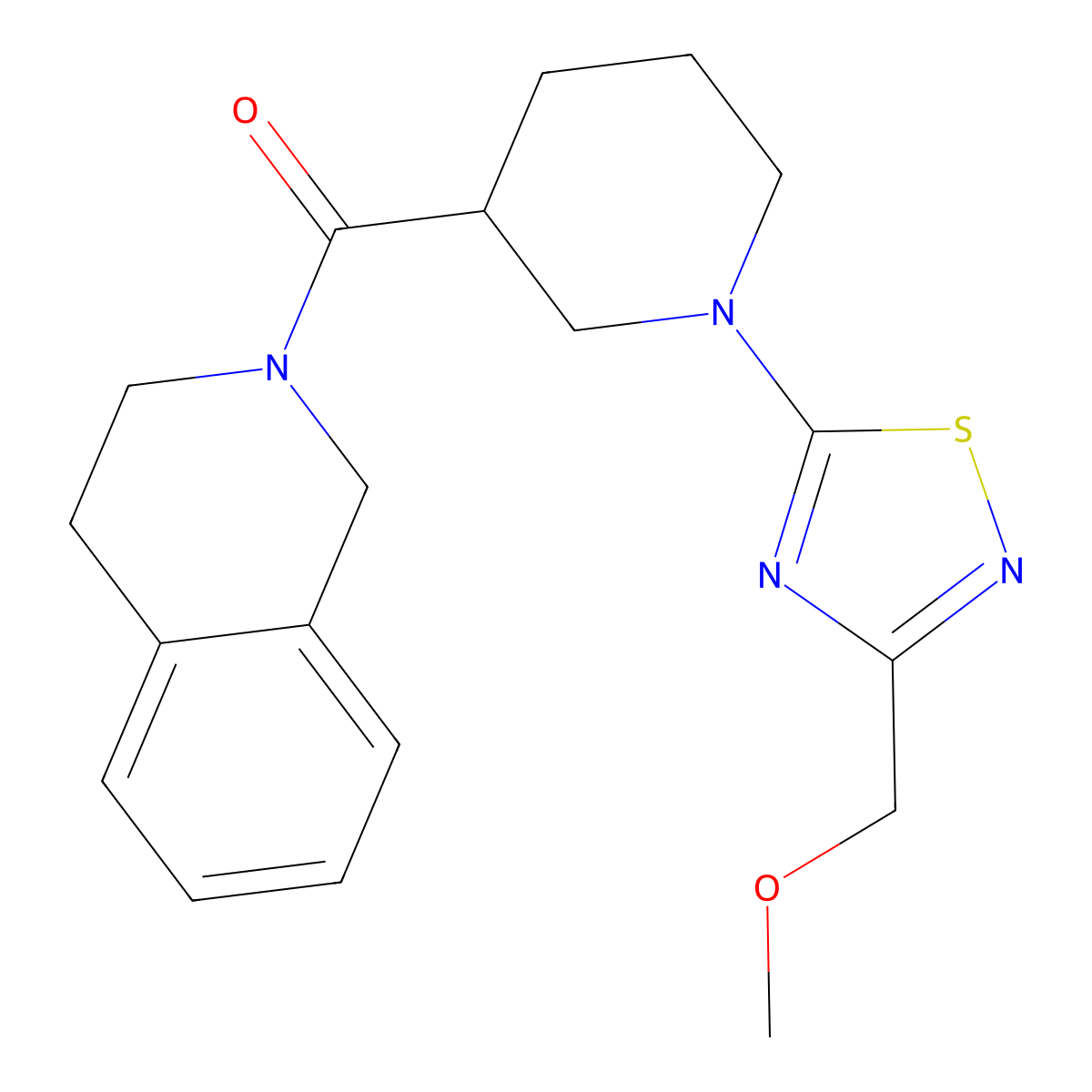 2-{1-[3-(Methoxymethyl)-1,2,4-thiadiazol-5-yl]piperidine-3-carbonyl}-1,2,3,4-tetrahydroisoquinoline molecular structure, CAS 3054415-45-8
