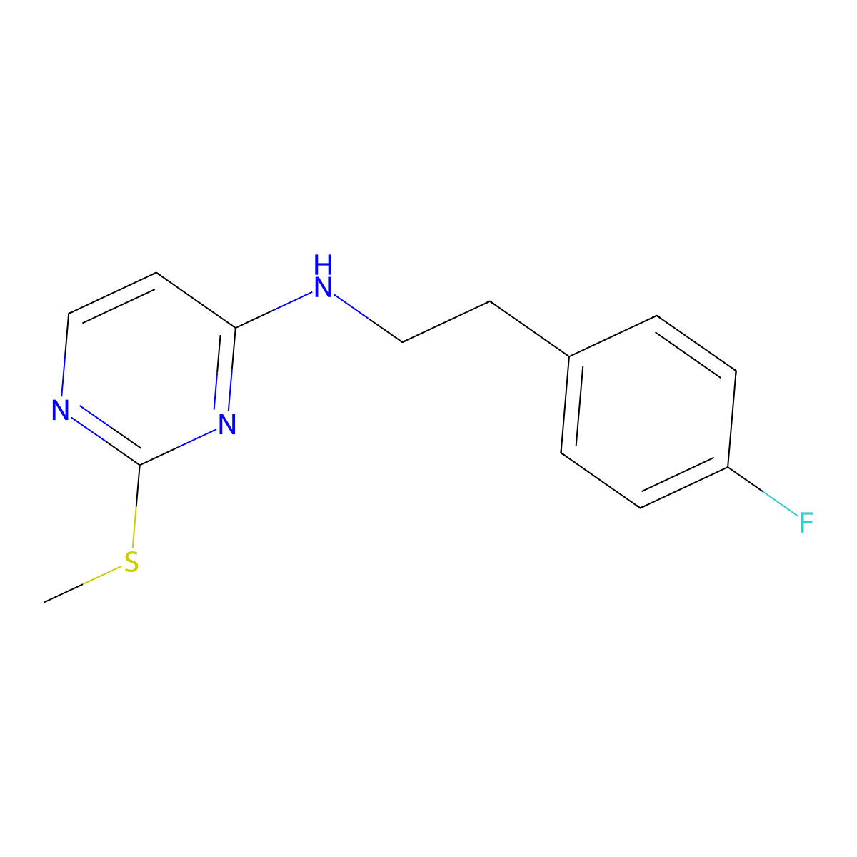N-[2-(4-fluorophenyl)ethyl]-2-(methylsulfanyl)pyrimidin-4-amine molecular structure, CAS 3054415-47-0