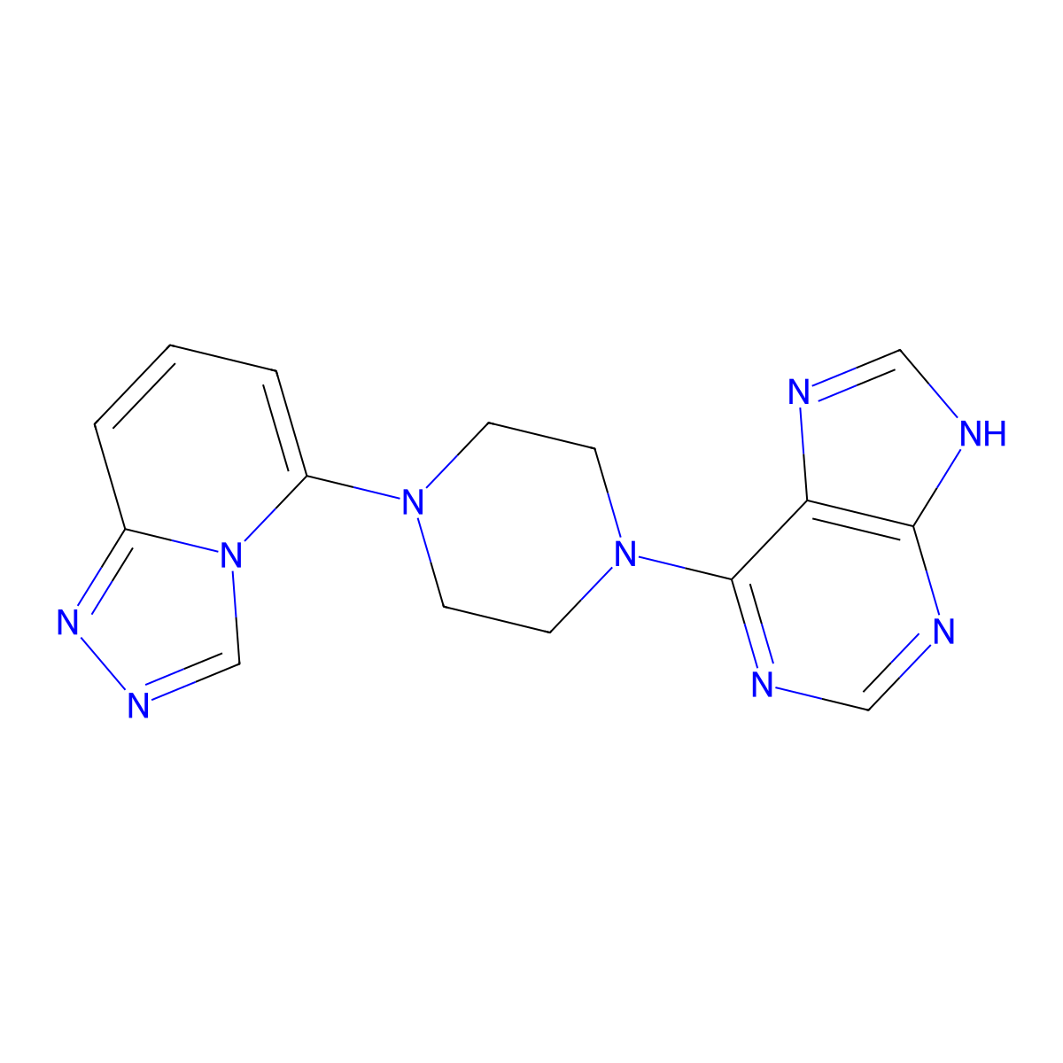 6-(4-{[1,2,4]triazolo[4,3-a]pyridin-5-yl}piperazin-1-yl)-9H-purine molecular structure, CAS 3054415-49-2