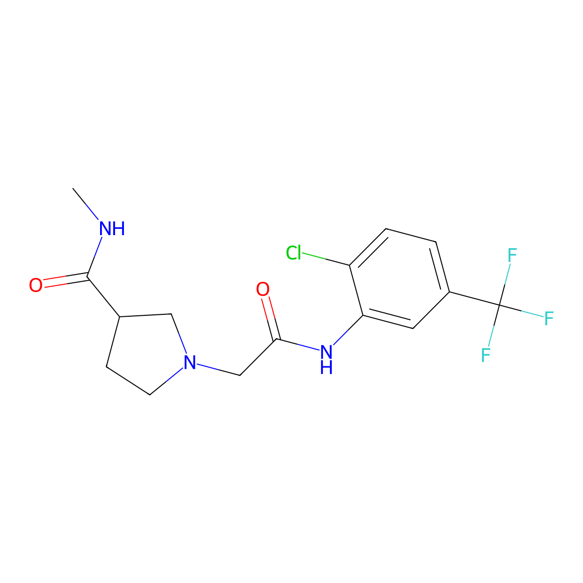 1-({[2-chloro-5-(trifluoromethyl)phenyl]carbamoyl}methyl)-N-methylpyrrolidine-3-carboxamide molecular structure, CAS 3054415-60-7