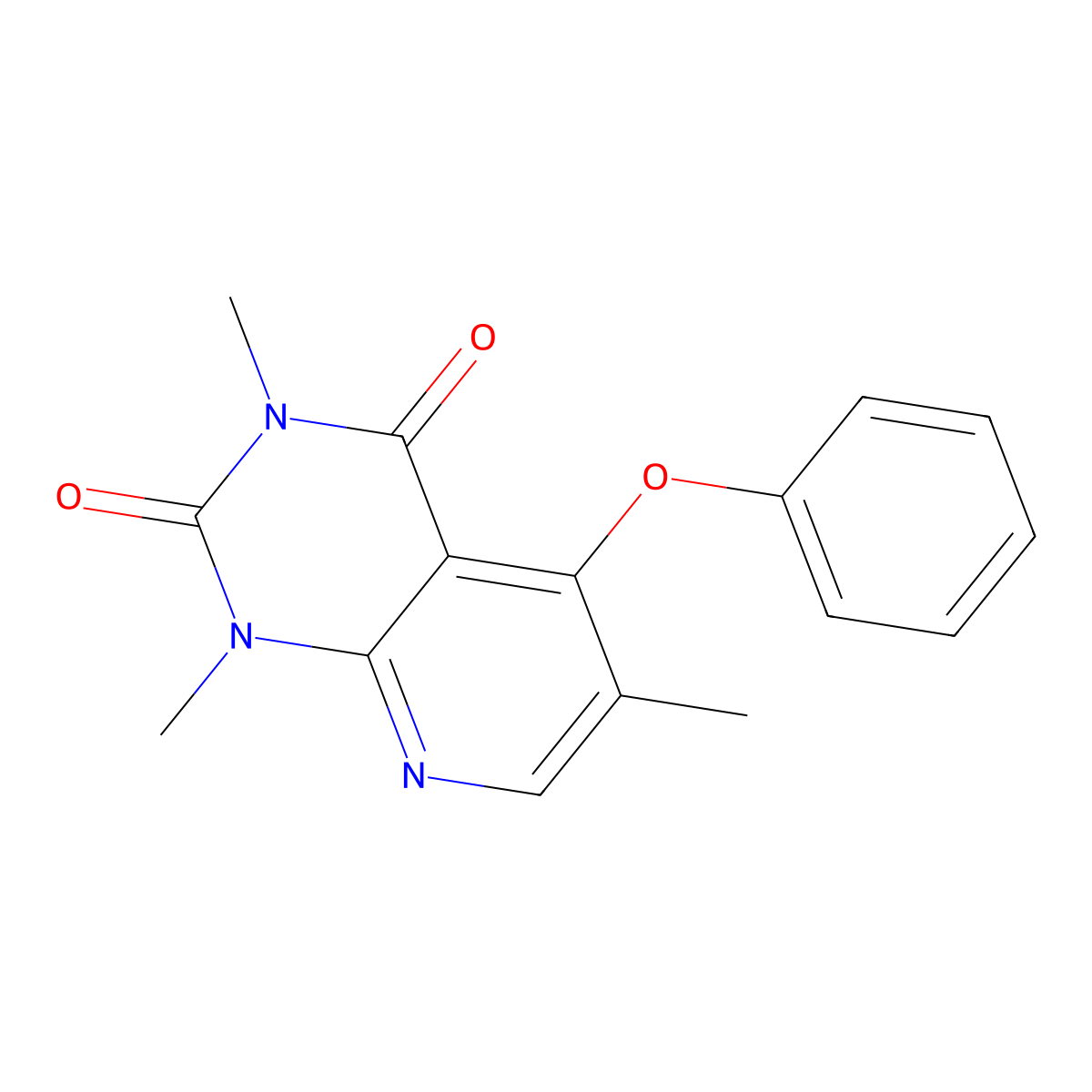 1,3,6-trimethyl-5-phenoxy-1H,2H,3H,4H-pyrido[2,3-d]pyrimidine-2,4-dione molecular structure, CAS 3054415-63-0