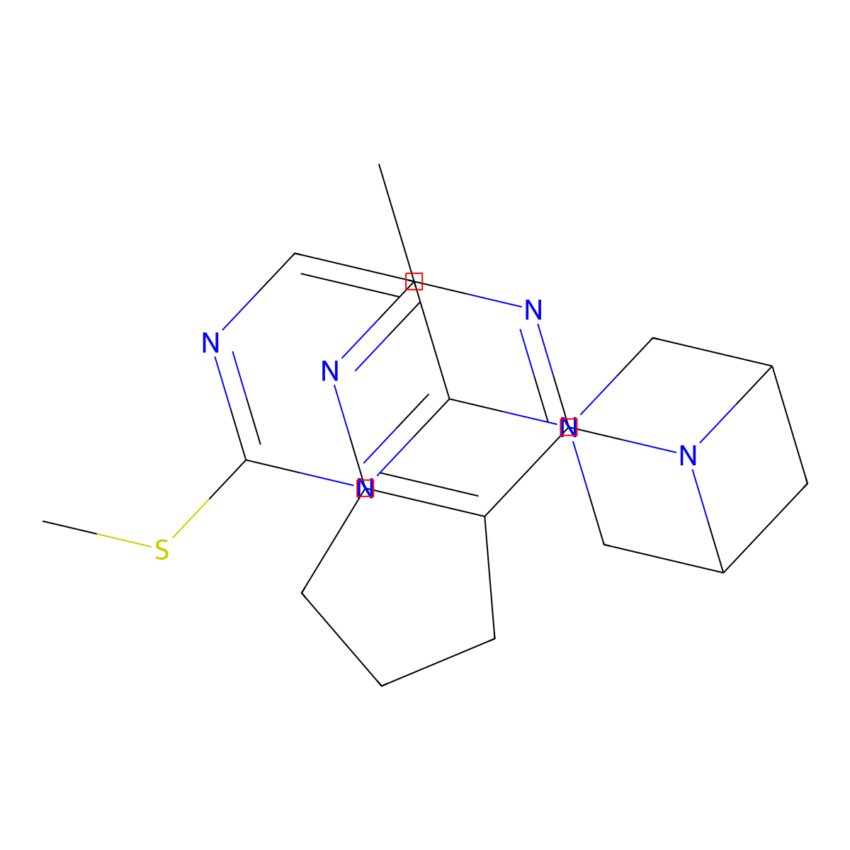 6-{2-methyl-5H,6H,7H-cyclopenta[d]pyrimidin-4-yl}-3-[2-(methylsulfanyl)pyrimidin-4-yl]-3,6-diazabicyclo[3.1.1]heptane molecular structure, CAS 3054415-66-3