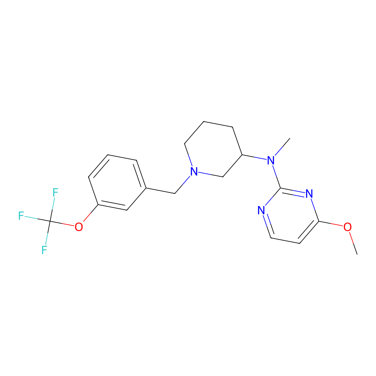 4-methoxy-N-methyl-N-(1-{[3-(trifluoromethoxy)phenyl]methyl}piperidin-3-yl)pyrimidin-2-amine molecular structure, CAS 3054415-67-4