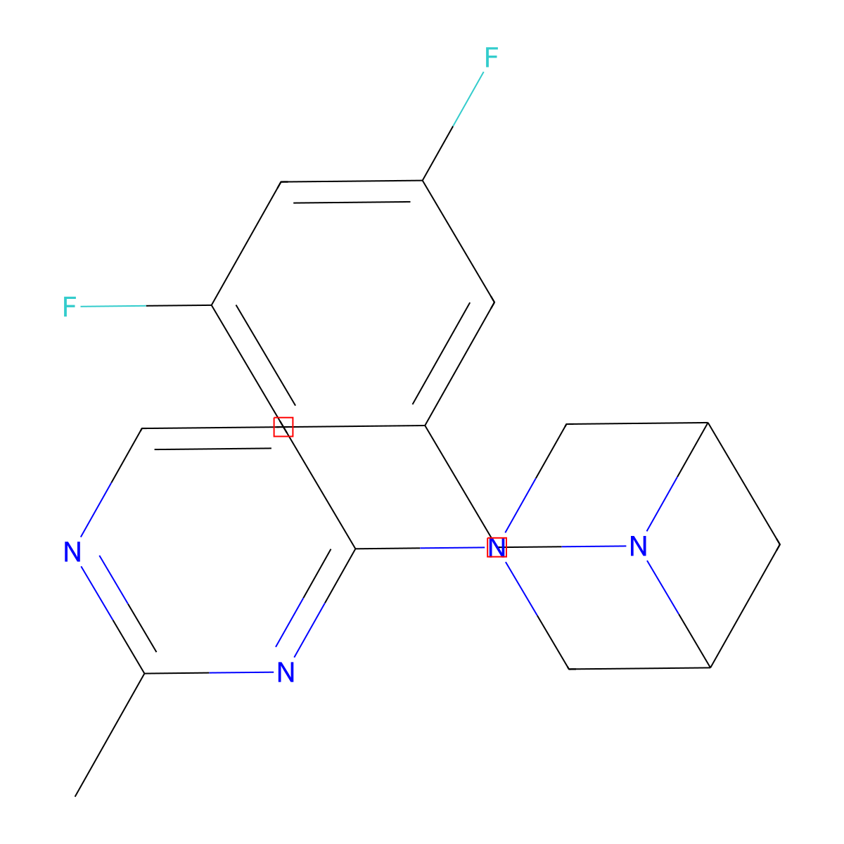 6-[(3,5-Difluorophenyl)methyl]-3-(2-methylpyrimidin-4-yl)-3,6-diazabicyclo[3.1.1]heptane molecular structure, CAS 3054415-68-5