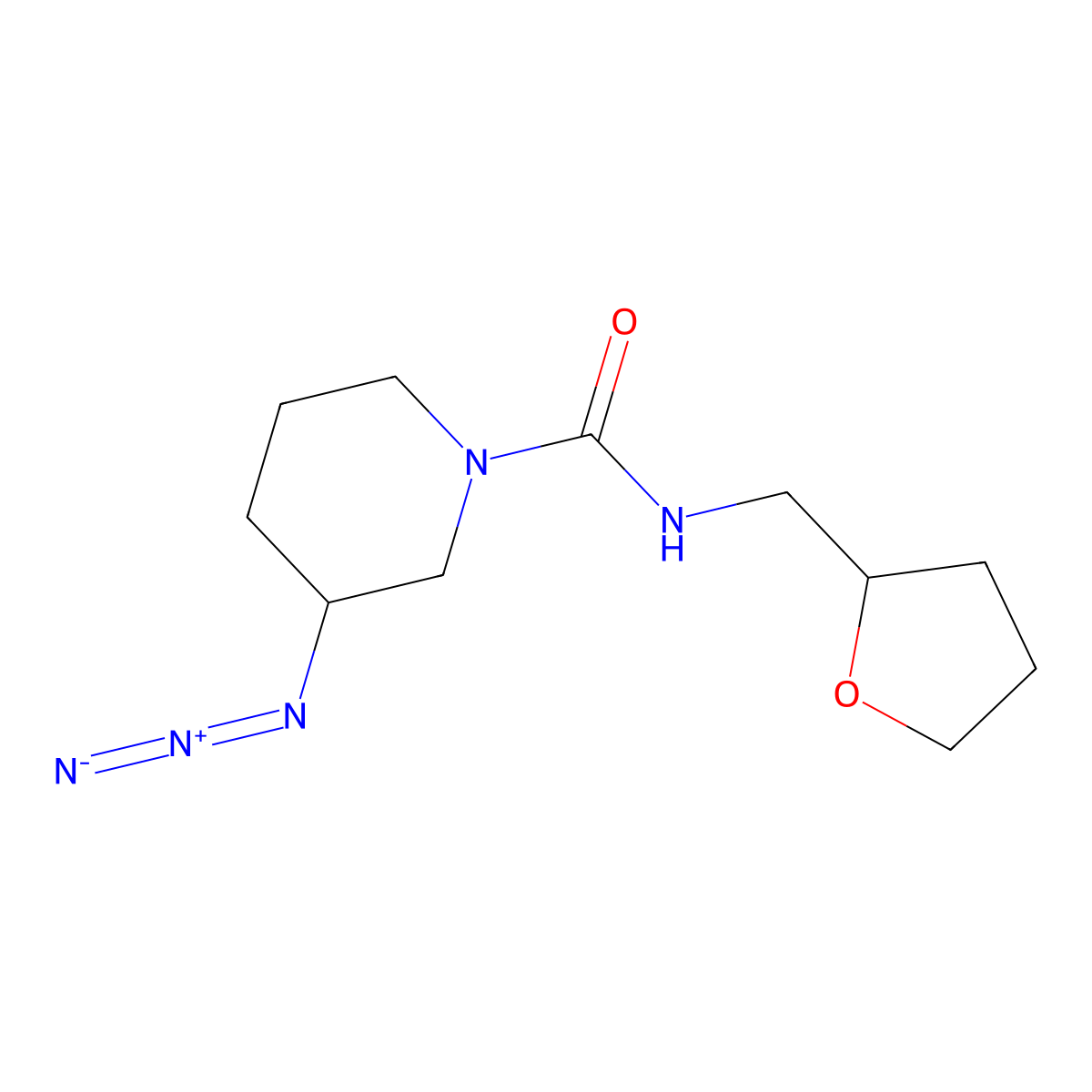 3-azido-N-[(oxolan-2-yl)methyl]piperidine-1-carboxamide molecular structure, CAS 3054415-72-1
