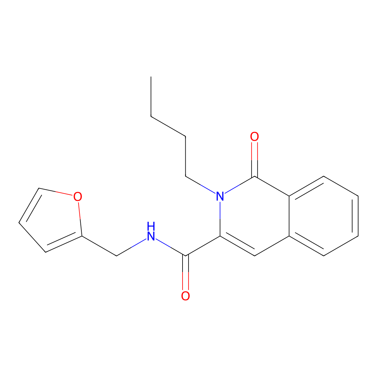 2-butyl-N-[(furan-2-yl)methyl]-1-oxo-1,2-dihydroisoquinoline-3-carboxamide molecular structure, CAS 3054415-75-4