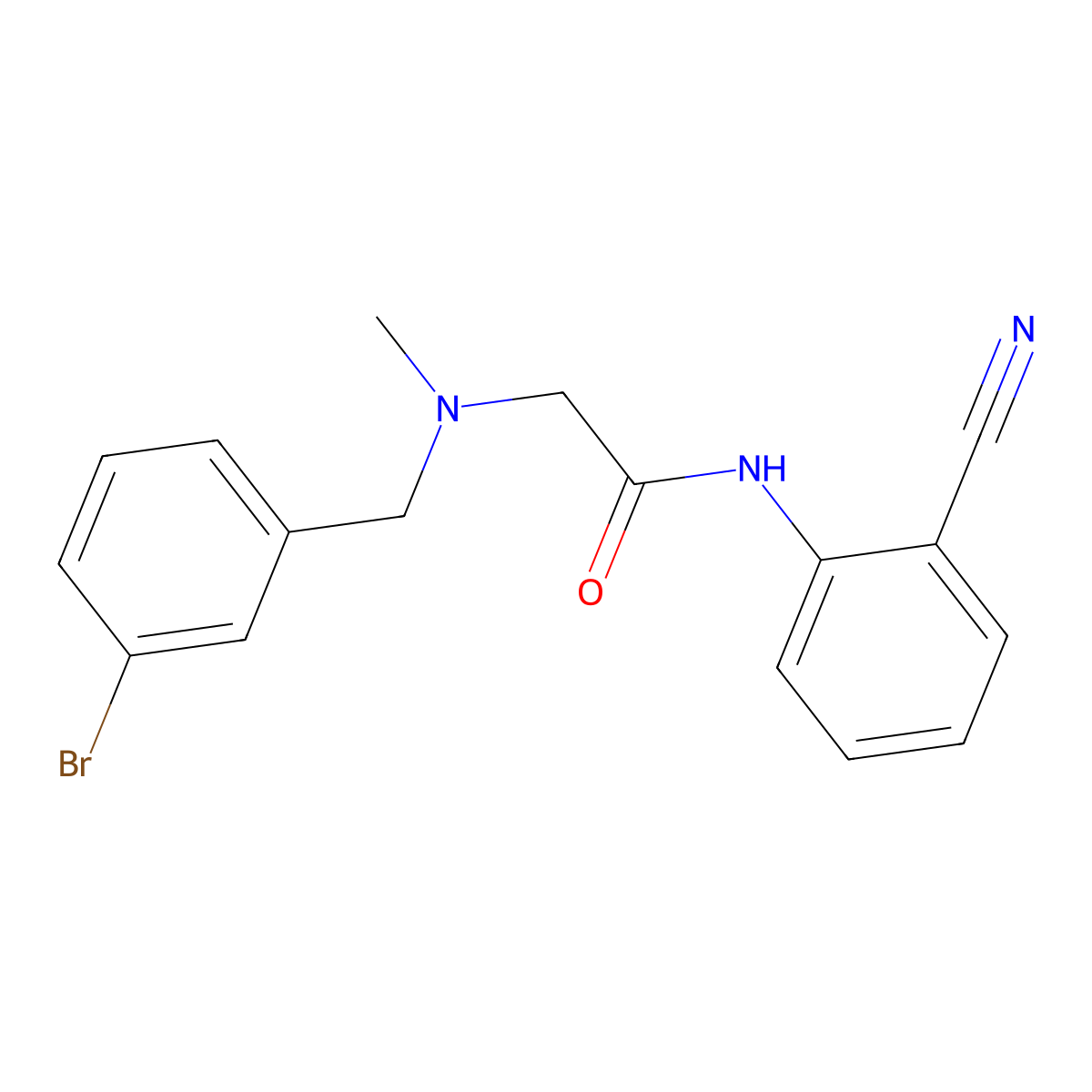 2-{[(3-bromophenyl)methyl](methyl)amino}-N-(2-cyanophenyl)acetamide molecular structure, CAS 3054415-84-5