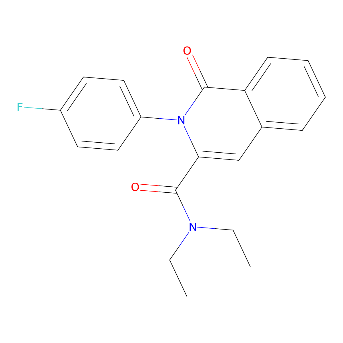 N,N-diethyl-2-(4-fluorophenyl)-1-oxo-1,2-dihydroisoquinoline-3-carboxamide molecular structure, CAS 3054415-88-9