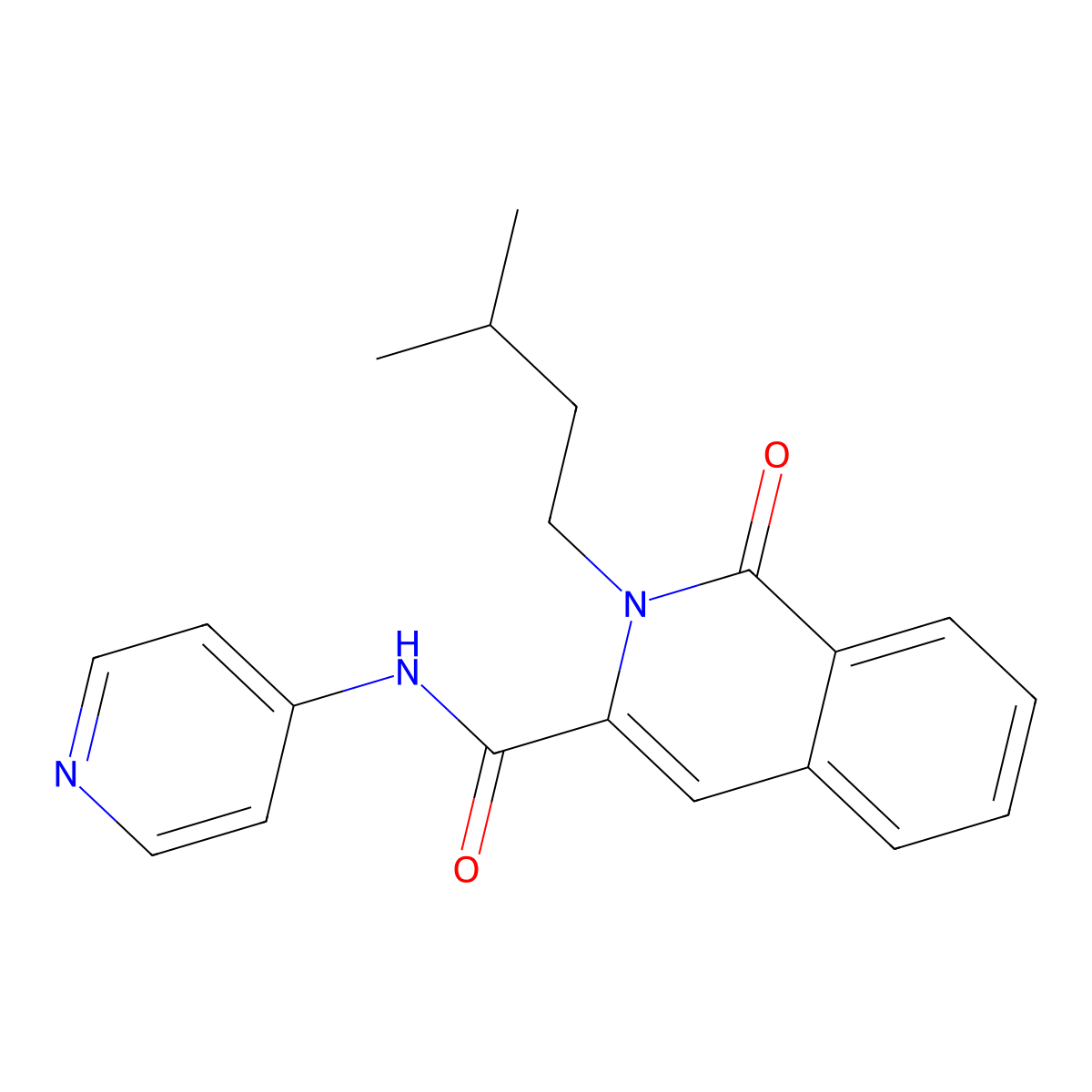 2-(3-methylbutyl)-1-oxo-N-(pyridin-4-yl)-1,2-dihydroisoquinoline-3-carboxamide molecular structure, CAS 3054415-94-7