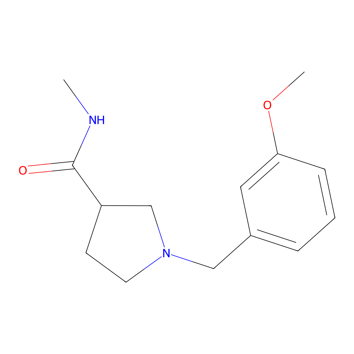 1-[(3-methoxyphenyl)methyl]-N-methylpyrrolidine-3-carboxamide molecular structure, CAS 3054416-02-0