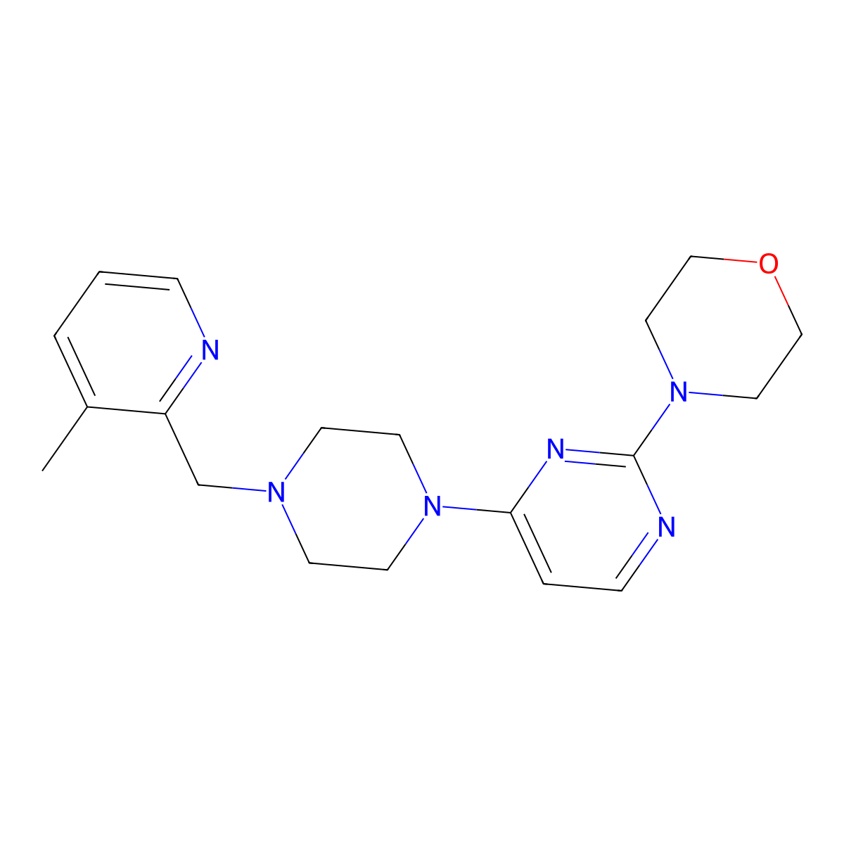 4-(4-{4-[(3-Methylpyridin-2-yl)methyl]piperazin-1-yl}pyrimidin-2-yl)morpholine molecular structure, CAS 3054416-08-6