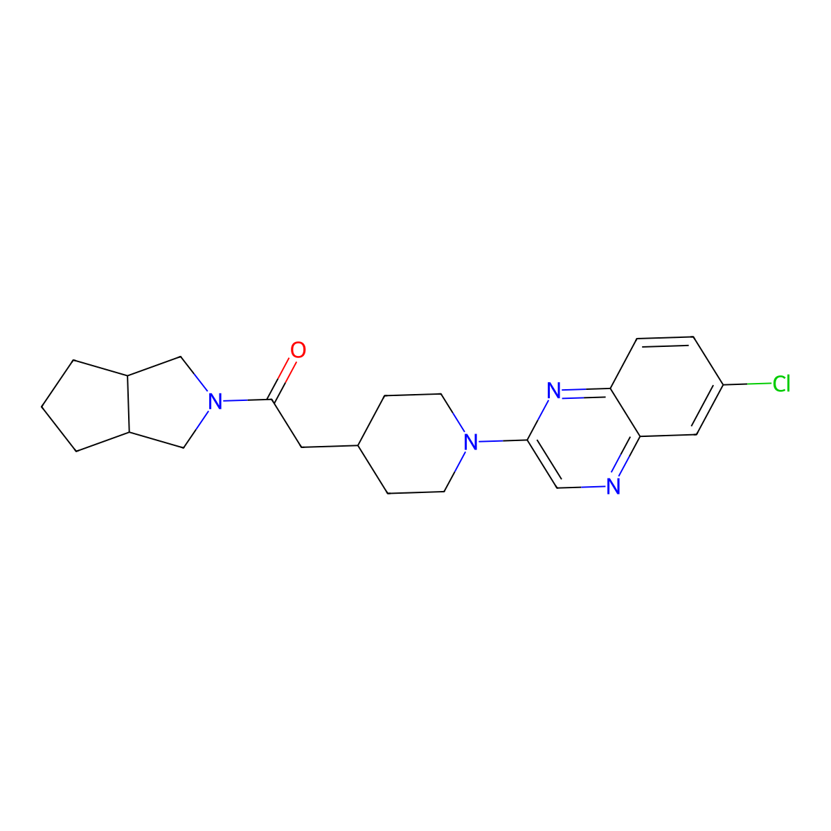 2-[1-(6-Chloroquinoxalin-2-yl)piperidin-4-yl]-1-{octahydrocyclopenta[c]pyrrol-2-yl}ethan-1-one molecular structure, CAS 3054416-12-2
