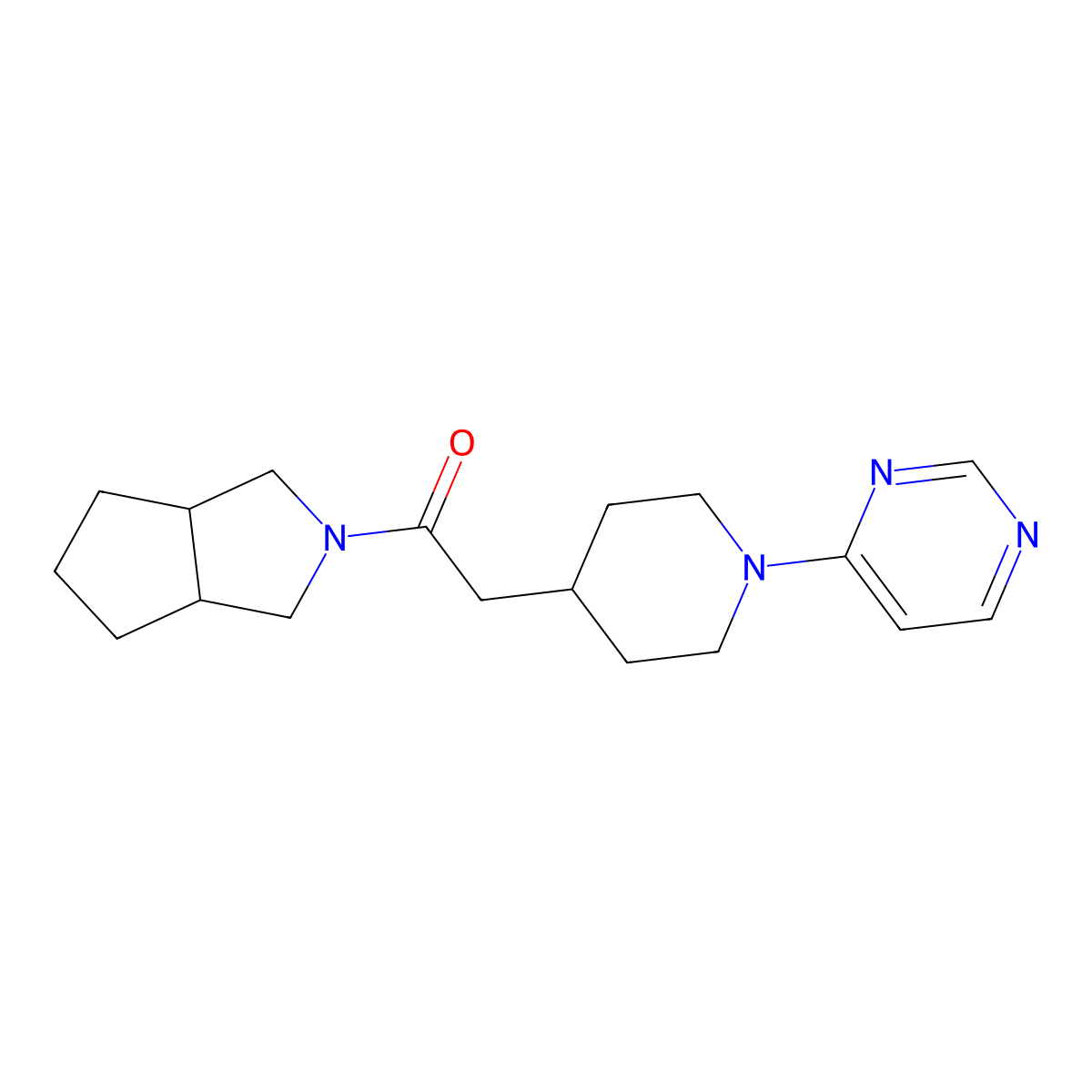 1-{Octahydrocyclopenta[c]pyrrol-2-yl}-2-[1-(pyrimidin-4-yl)piperidin-4-yl]ethan-1-one molecular structure, CAS 3054416-28-0