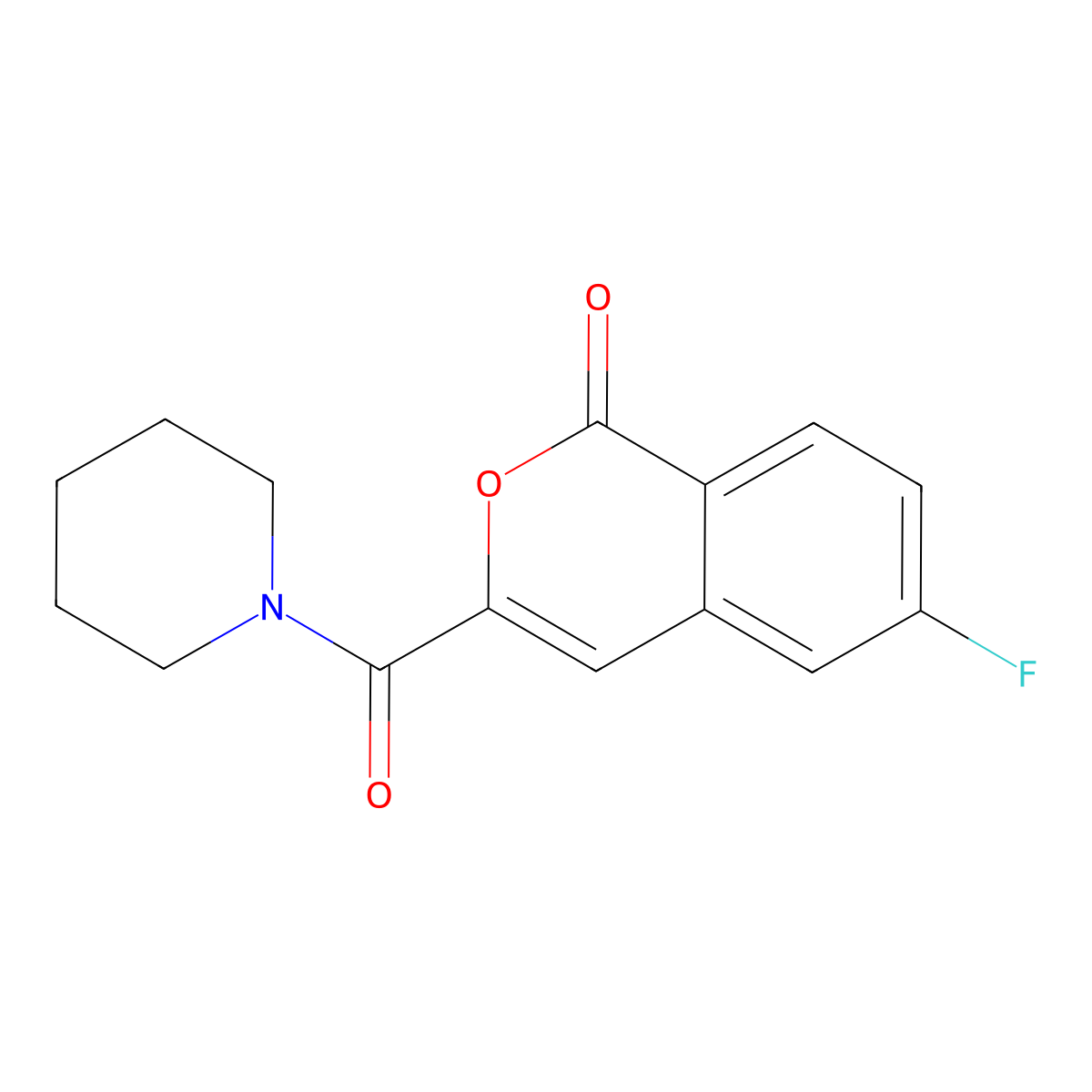 6-fluoro-3-(piperidine-1-carbonyl)-1H-isochromen-1-one molecular structure, CAS 3054416-30-4